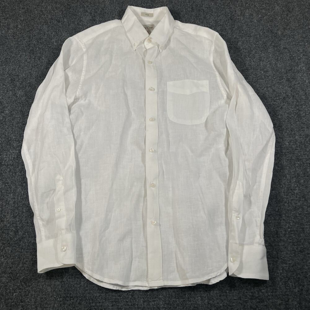 J.Crew Baird McNutt 100% Irish Linen Shirt Men's S White Button Down Slim